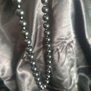 Black beaded long necklace